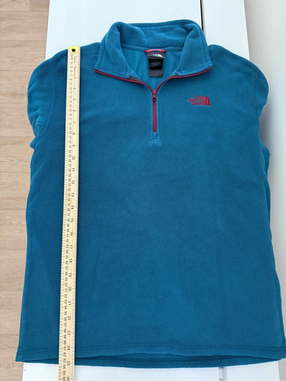 The North Face Men’s Small Blue Quarter Zip Fleece Burgundy Red Logo